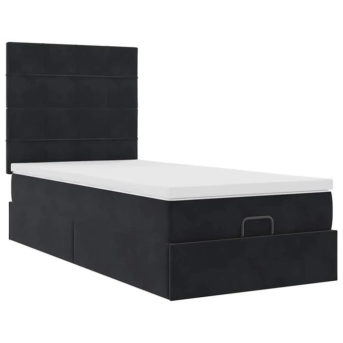 Cadre de lit ottoman avec matelas noir 80x200 cm velours - Photo n°4