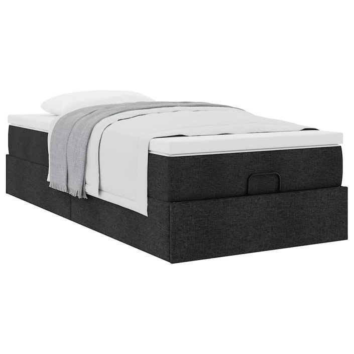 Cadre de lit ottoman avec matelas noir 90x190 cm tissu - Photo n°4