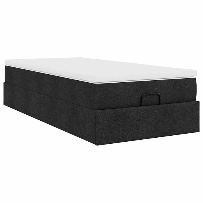 Cadre de lit ottoman avec matelas noir 90x190 cm tissu - Photo n°8