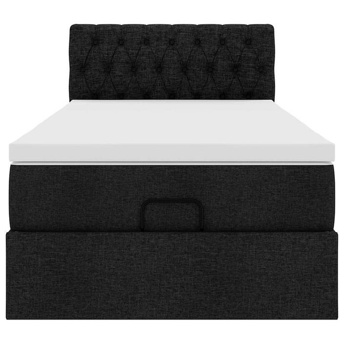 Cadre de lit ottoman avec matelas noir 90x190 cm tissu - Photo n°5