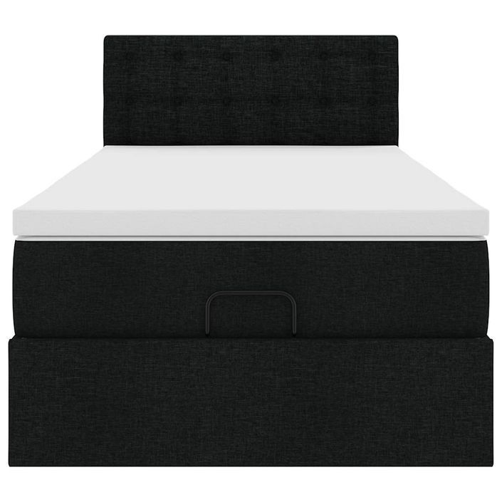 Cadre de lit ottoman avec matelas noir 90x190 cm tissu - Photo n°6