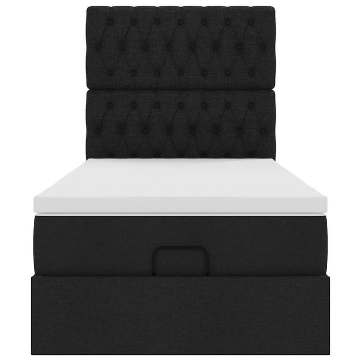 Cadre de lit ottoman avec matelas noir 90x190 cm tissu - Photo n°6