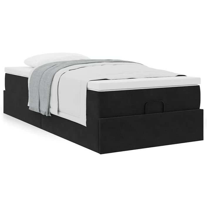 Cadre de lit ottoman avec matelas noir 90x190 cm velours - Photo n°1