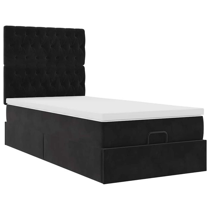 Cadre de lit ottoman avec matelas noir 90x190 cm velours - Photo n°4