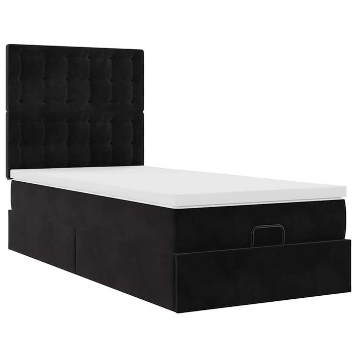 Cadre de lit ottoman avec matelas noir 90x190 cm velours - Photo n°4