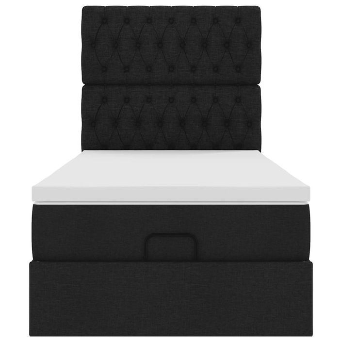 Cadre de lit ottoman avec matelas noir 90x200 cm tissu - Photo n°6