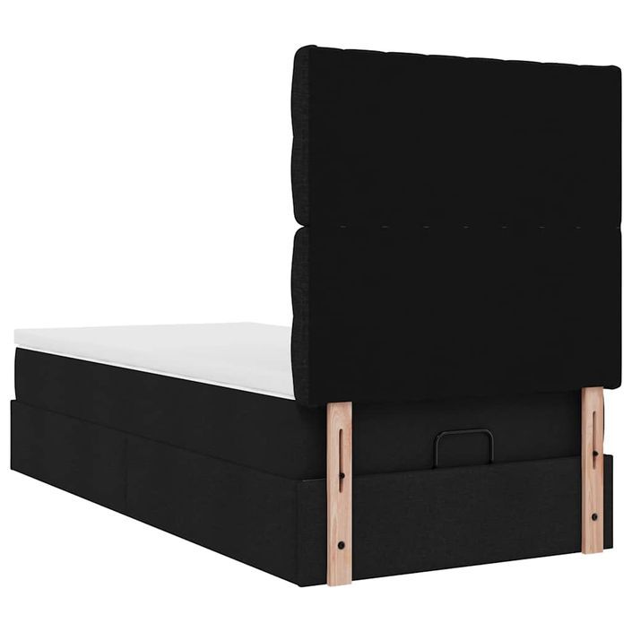 Cadre de lit ottoman avec matelas noir 90x200 cm tissu - Photo n°10