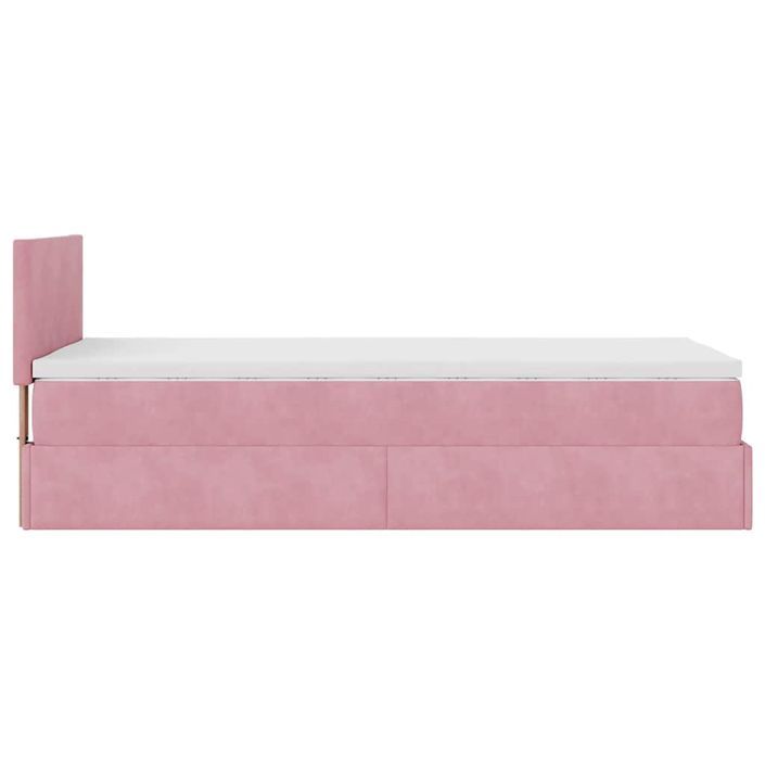 Cadre de lit ottoman avec matelas rose 100x200 cm velours - Photo n°8