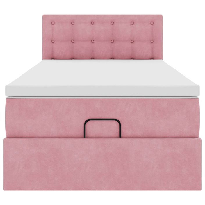 Cadre de lit ottoman avec matelas rose 100x200 cm velours - Photo n°5