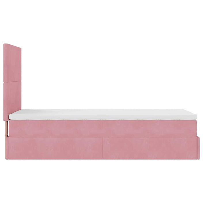 Cadre de lit ottoman avec matelas rose 100x200 cm velours - Photo n°6