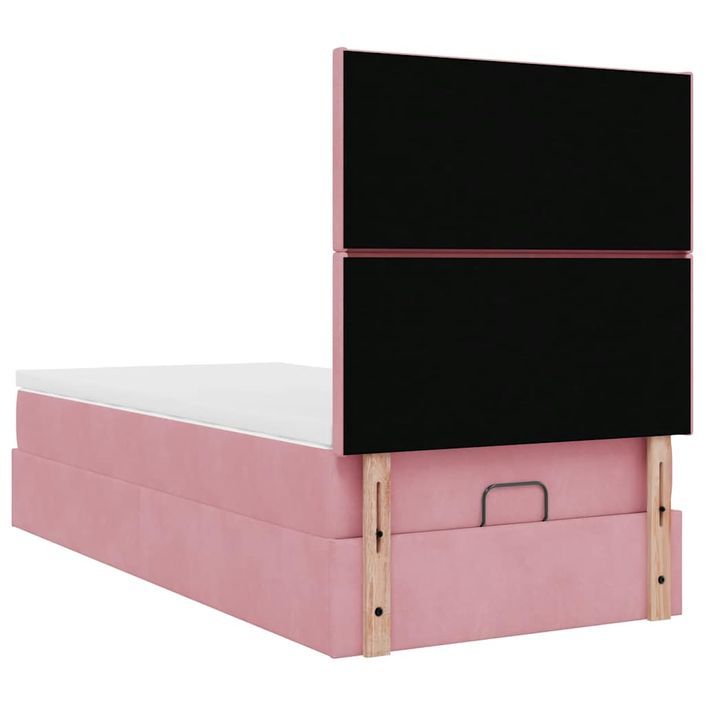 Cadre de lit ottoman avec matelas rose 100x200 cm velours - Photo n°7