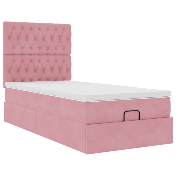 Cadre de lit ottoman avec matelas rose 100x200 cm velours - Photo n°4