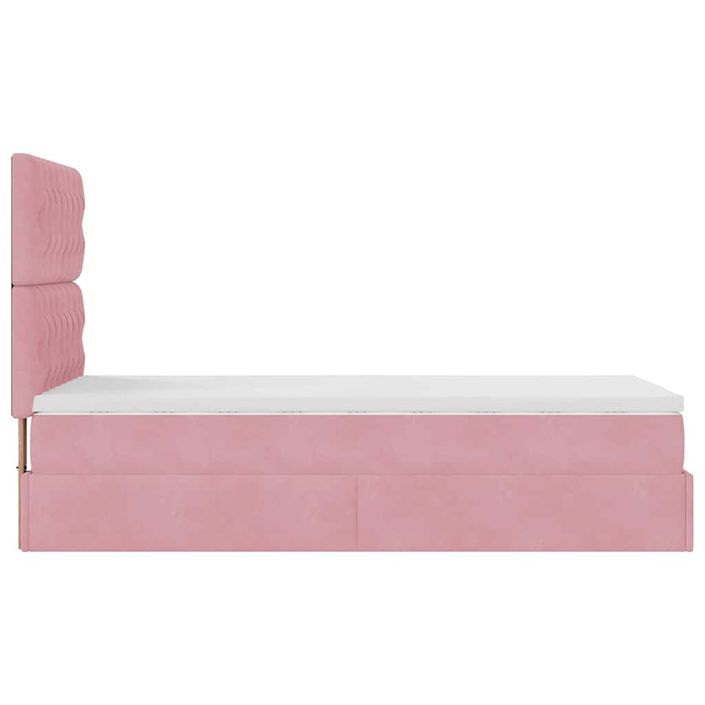 Cadre de lit ottoman avec matelas rose 100x200 cm velours - Photo n°6