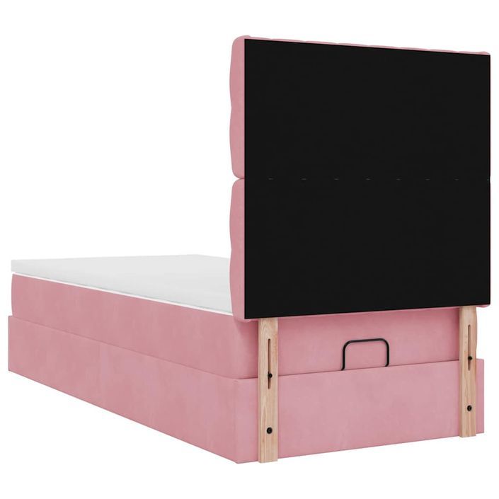 Cadre de lit ottoman avec matelas rose 100x200 cm velours - Photo n°7