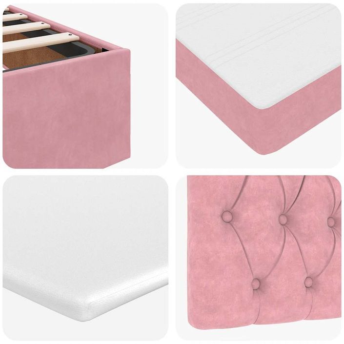 Cadre de lit ottoman avec matelas rose 100x200 cm velours - Photo n°11