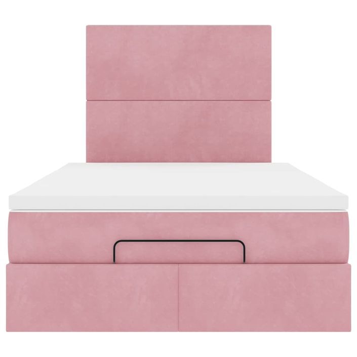 Cadre de lit ottoman avec matelas rose 120x190 cm velours - Photo n°5