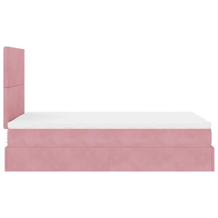 Cadre de lit ottoman avec matelas rose 120x190 cm velours - Photo n°6