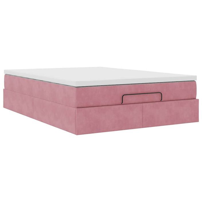 Cadre de lit ottoman avec matelas rose 140x190 cm velours - Photo n°2