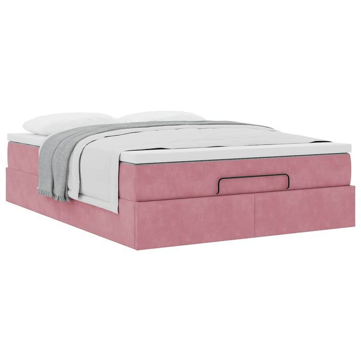 Cadre de lit ottoman avec matelas rose 140x190 cm velours - Photo n°4