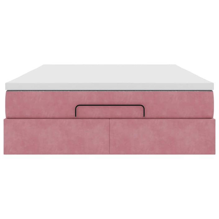 Cadre de lit ottoman avec matelas rose 140x190 cm velours - Photo n°5