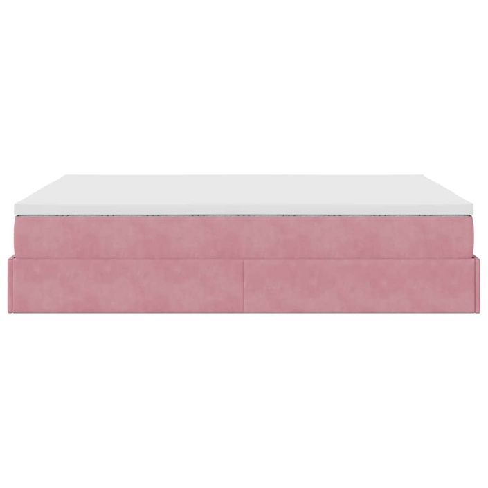 Cadre de lit ottoman avec matelas rose 140x190 cm velours - Photo n°7