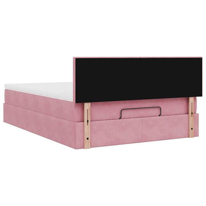 Cadre de lit ottoman avec matelas rose 140x190 cm velours - Photo n°9