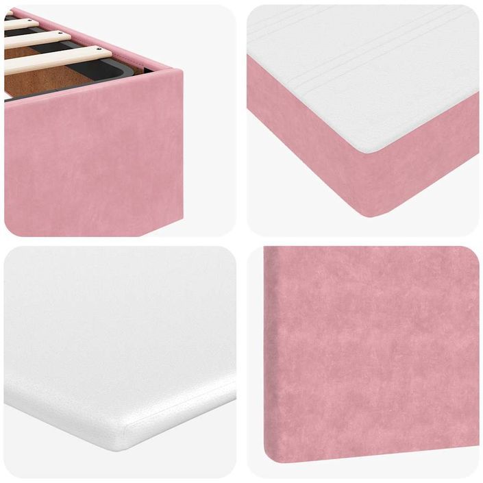 Cadre de lit ottoman avec matelas rose 140x190 cm velours - Photo n°11