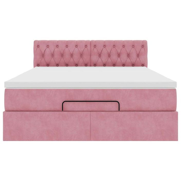 Cadre de lit ottoman avec matelas rose 140x190 cm velours - Photo n°5