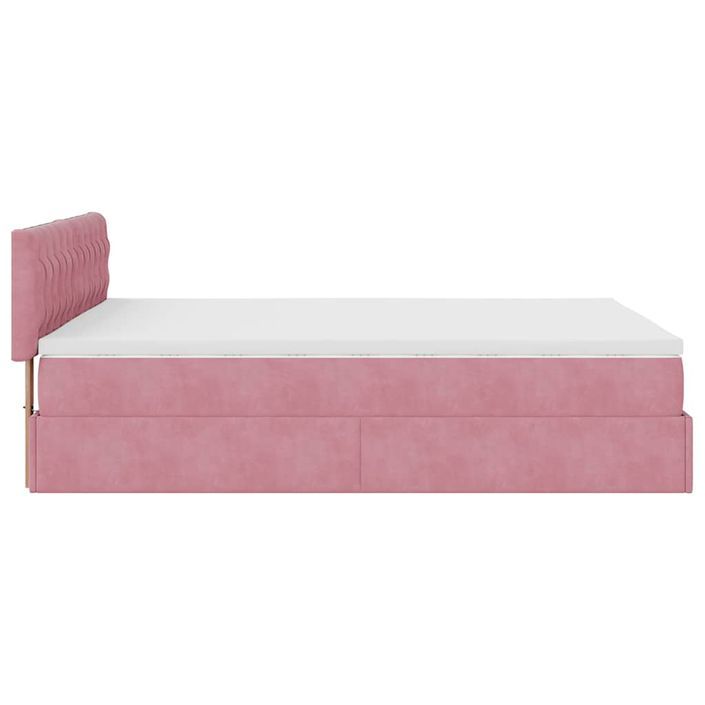 Cadre de lit ottoman avec matelas rose 140x190 cm velours - Photo n°8