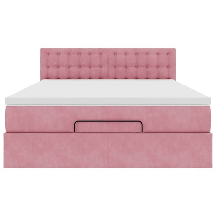 Cadre de lit ottoman avec matelas rose 140x190 cm velours - Photo n°5