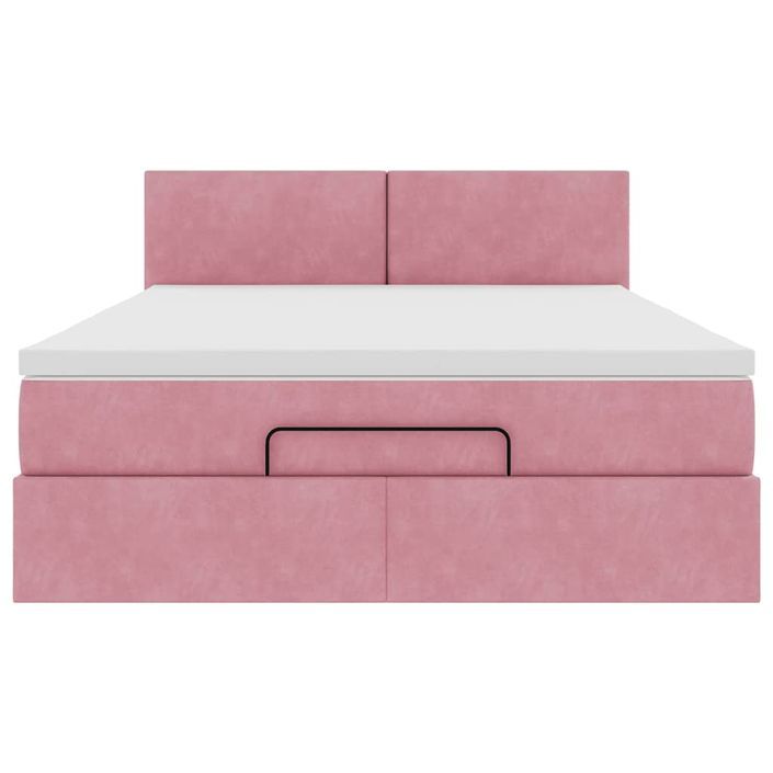 Cadre de lit ottoman avec matelas rose 140x190 cm velours - Photo n°6