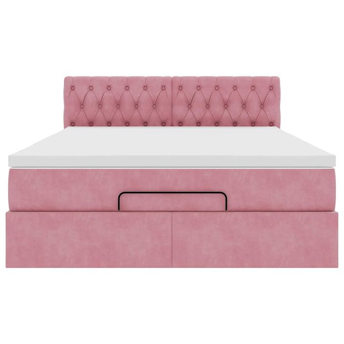 Cadre de lit ottoman avec matelas rose 140x190 cm velours - Photo n°6