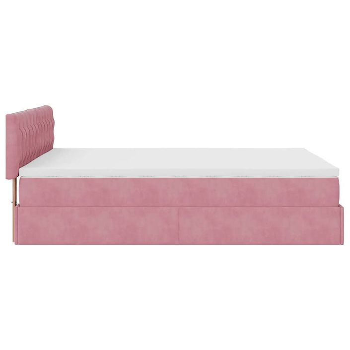 Cadre de lit ottoman avec matelas rose 140x190 cm velours - Photo n°9