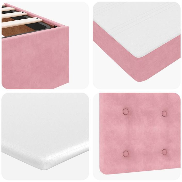 Cadre de lit ottoman avec matelas rose 140x190 cm velours - Photo n°12