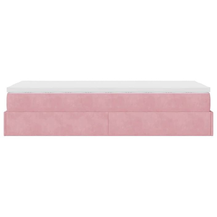 Cadre de lit ottoman avec matelas rose 80x200 cm velours - Photo n°7