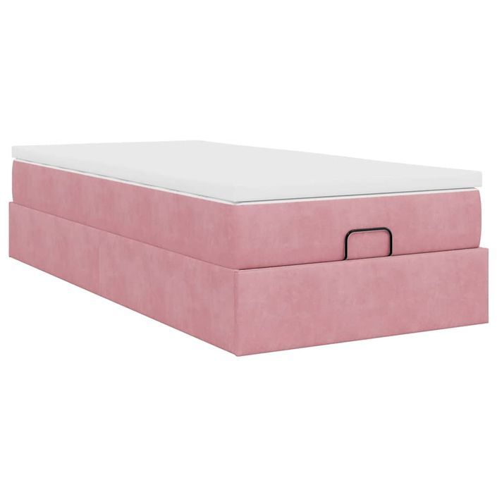 Cadre de lit ottoman avec matelas rose 80x200 cm velours - Photo n°8