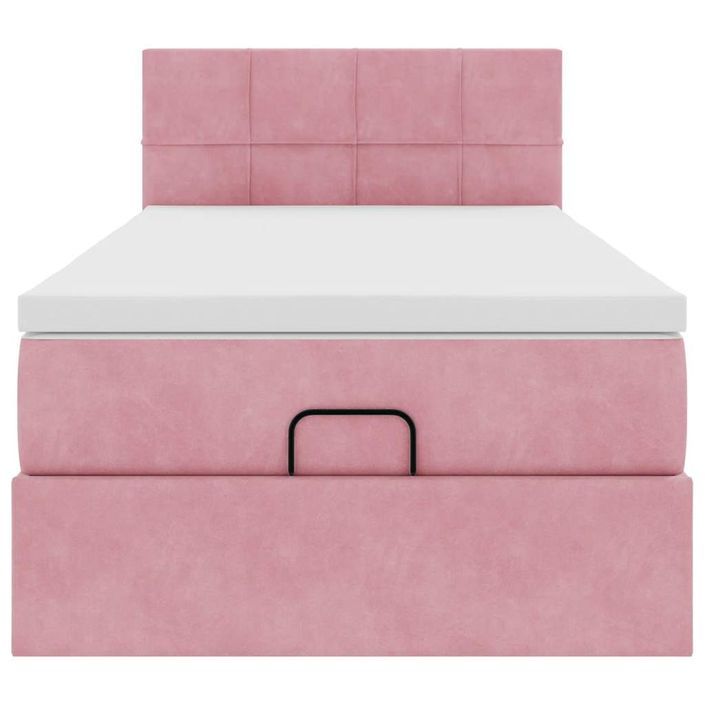 Cadre de lit ottoman avec matelas rose 80x200 cm velours - Photo n°5