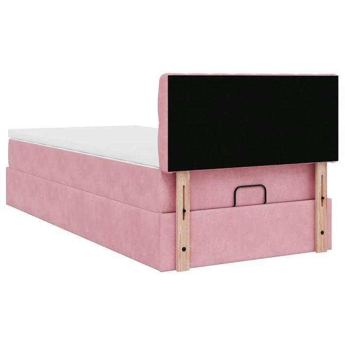 Cadre de lit ottoman avec matelas rose 80x200 cm velours - Photo n°9