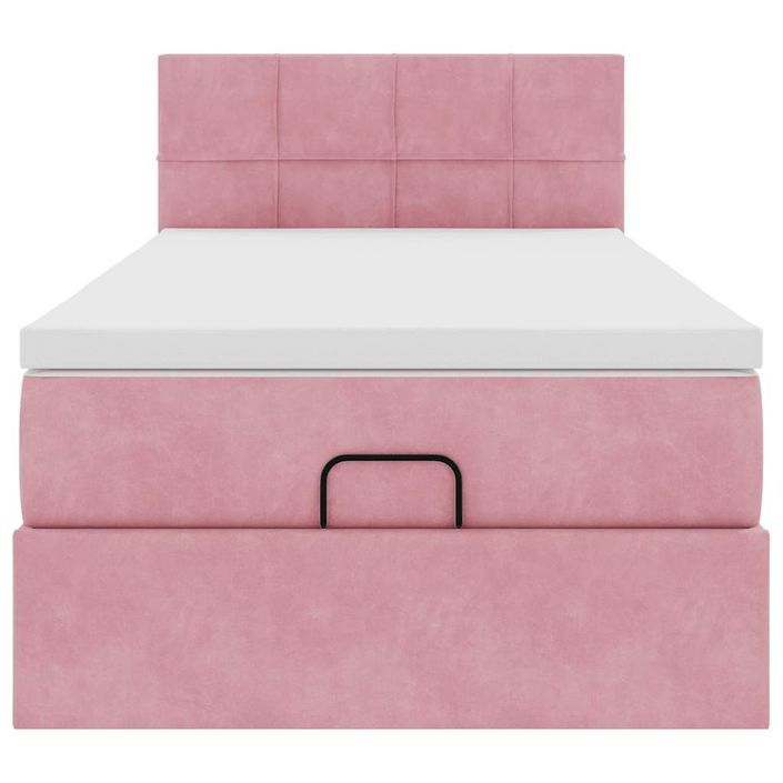 Cadre de lit ottoman avec matelas rose 80x200 cm velours - Photo n°6