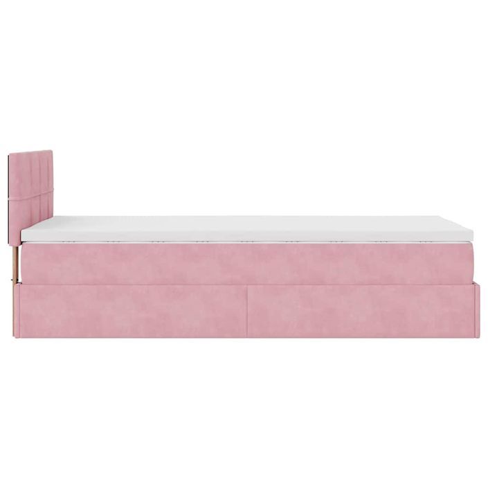 Cadre de lit ottoman avec matelas rose 80x200 cm velours - Photo n°9