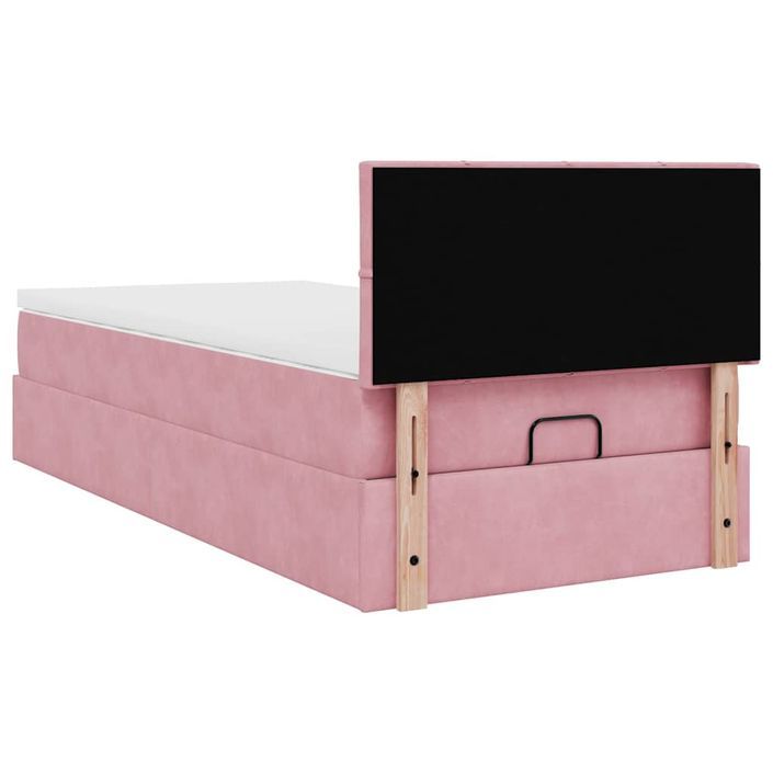 Cadre de lit ottoman avec matelas rose 90x190 cm velours - Photo n°9