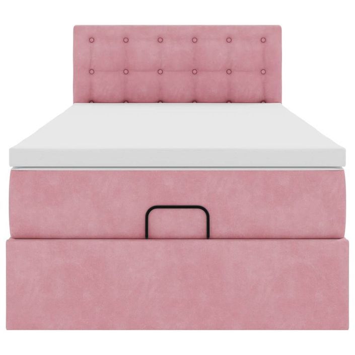 Cadre de lit ottoman avec matelas rose 90x190 cm velours - Photo n°6