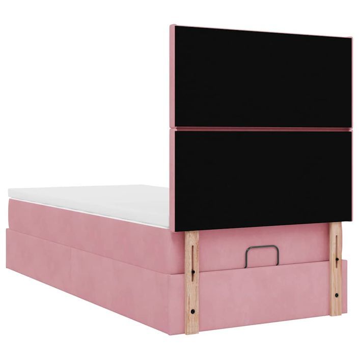 Cadre de lit ottoman avec matelas rose 90x190 cm velours - Photo n°8