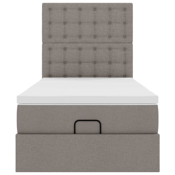 Cadre de lit ottoman avec matelas taupe 100x200 cm tissu - Photo n°5