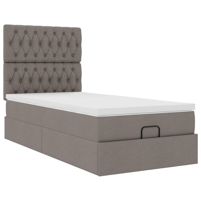 Cadre de lit ottoman avec matelas taupe 100x200 cm tissu - Photo n°5