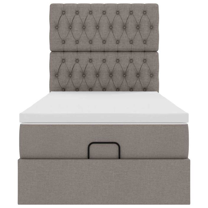 Cadre de lit ottoman avec matelas taupe 100x200 cm tissu - Photo n°6