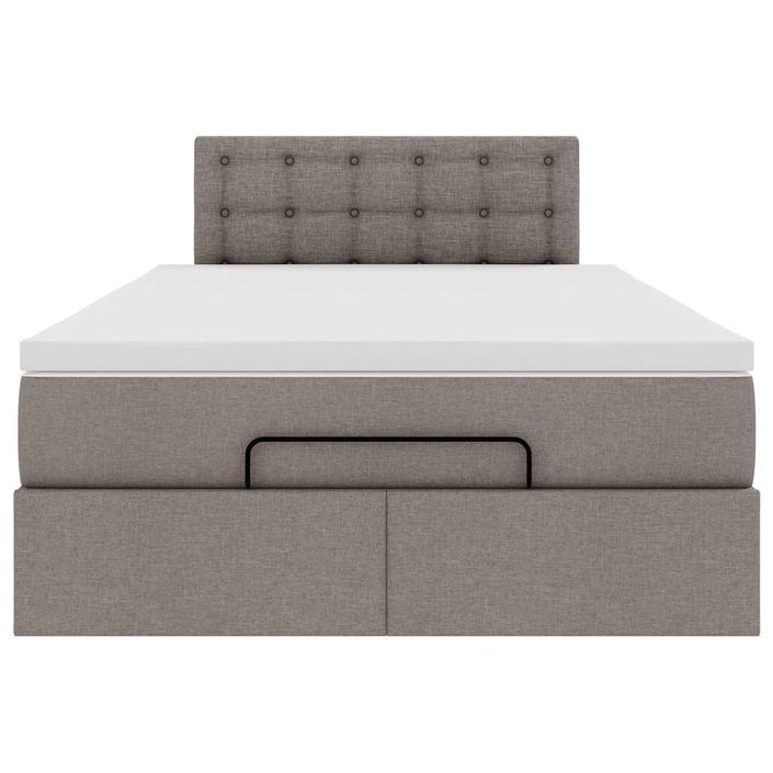 Cadre de lit ottoman avec matelas taupe 120x200 cm tissu - Photo n°5