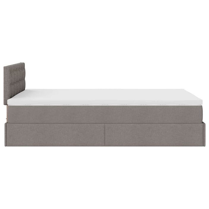 Cadre de lit ottoman avec matelas taupe 120x200 cm tissu - Photo n°8