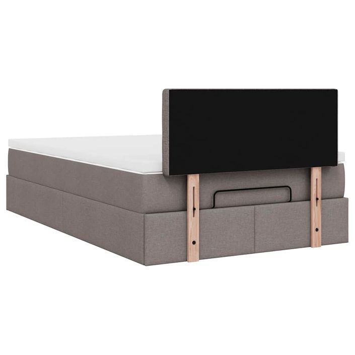 Cadre de lit ottoman avec matelas taupe 120x200 cm tissu - Photo n°9