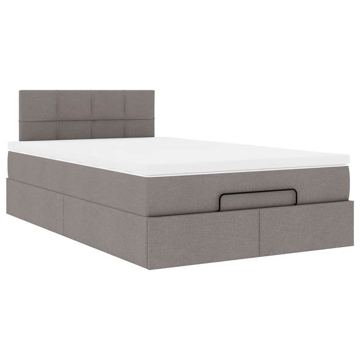 Cadre de lit ottoman avec matelas taupe 120x200 cm tissu - Photo n°5